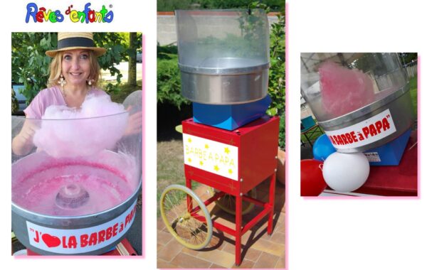 Stand barbe à papa sur petit chariot