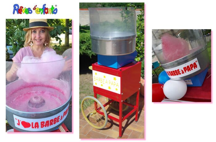 location Stand barbe à papa sur petit chariot ile de france