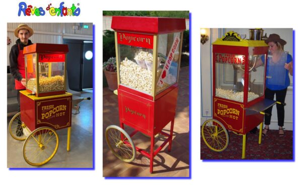 Stand pop corn sur petit chariot